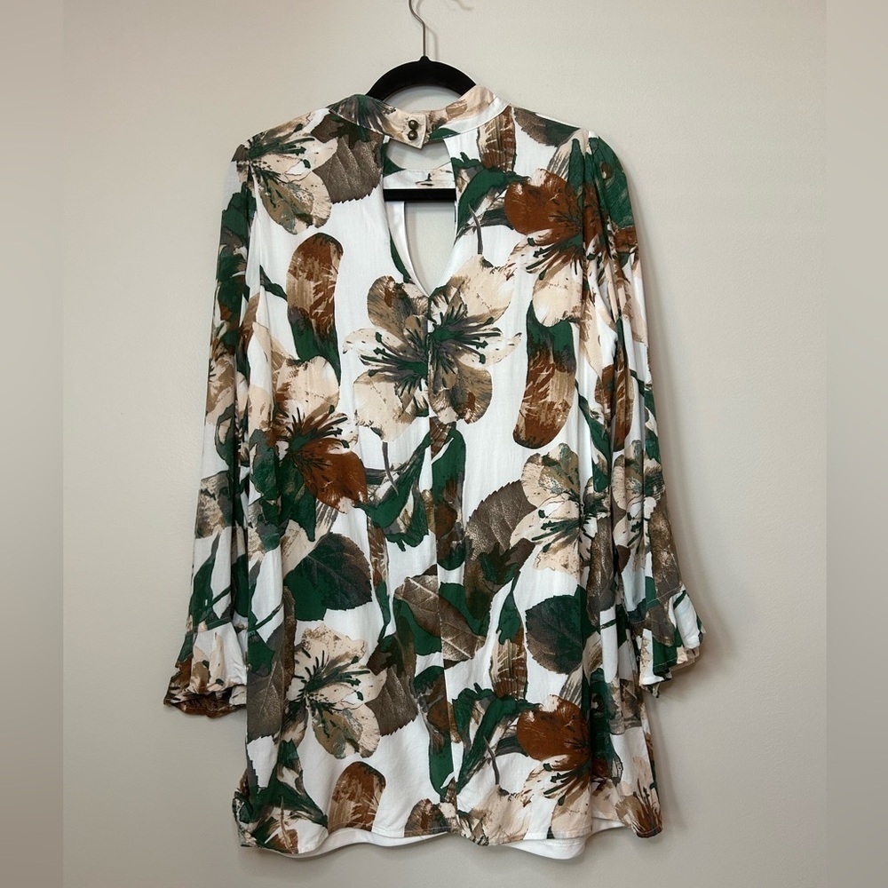 JODIFL Artsy Floral Print Keyhole Tunic Size L - Picture 6 of 8
